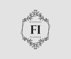 fi initialen brief bruiloft monogram logos verzameling, hand- getrokken modern minimalistisch en bloemen Sjablonen voor uitnodiging kaarten, opslaan de datum, elegant identiteit voor restaurant, boetiek, cafe in vector