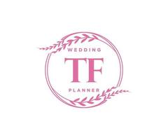 tf initialen brief bruiloft monogram logos verzameling, hand- getrokken modern minimalistisch en bloemen Sjablonen voor uitnodiging kaarten, opslaan de datum, elegant identiteit voor restaurant, boetiek, cafe in vector