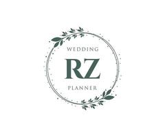 rz initialen brief bruiloft monogram logos verzameling, hand- getrokken modern minimalistisch en bloemen Sjablonen voor uitnodiging kaarten, opslaan de datum, elegant identiteit voor restaurant, boetiek, cafe in vector