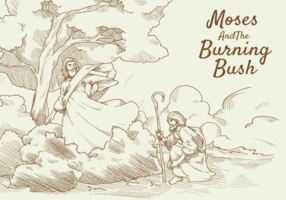 Mozes en Burning Bush Vectorillustratie vector