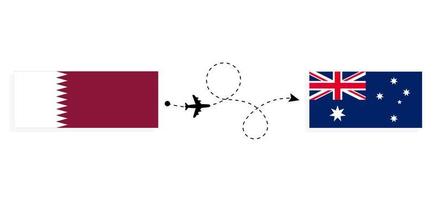 vlucht en reizen van qatar naar Australië door passagier vliegtuig reizen concept vector