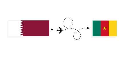 vlucht en reizen van qatar naar Kameroen door passagier vliegtuig reizen concept vector