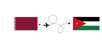vlucht en reizen van qatar naar Jordanië door passagier vliegtuig reizen concept vector