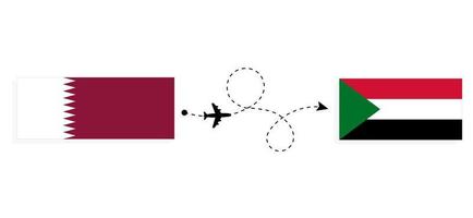 vlucht en reizen van qatar naar Soedan door passagier vliegtuig reizen concept vector