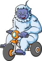 een schattig groot yeti rijden fiets vector