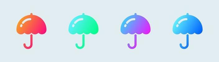 paraplu solide icoon in helling kleuren. bescherming tekens vector illustratie.