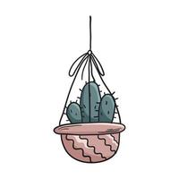 vector tekening illustratie van huis plant, cactus in een pot.