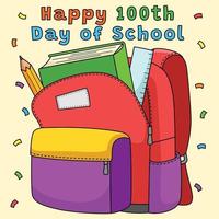 100ste dag van school- zak gekleurde tekenfilm vector