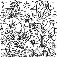voorjaar bijen verzamelen stuifmeel kleur bladzijde vector