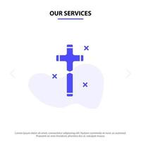 onze Diensten viering christen kruis Pasen solide glyph icoon web kaart sjabloon vector