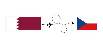 vlucht en reizen van qatar naar Tsjechië door passagier vliegtuig reizen concept vector