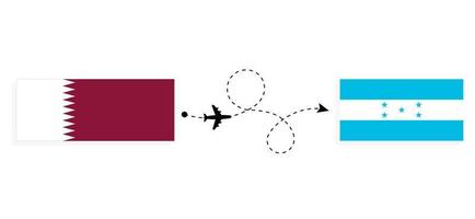vlucht en reizen van qatar naar Honduras door passagier vliegtuig reizen concept vector