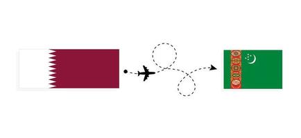 vlucht en reizen van qatar naar turkmenistan door passagier vliegtuig reizen concept vector