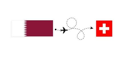 vlucht en reizen van qatar naar Zwitserland door passagier vliegtuig reizen concept vector