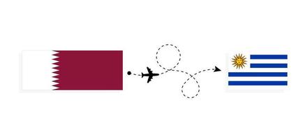 vlucht en reizen van qatar naar Uruguay door passagier vliegtuig reizen concept vector