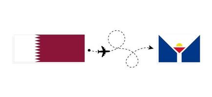 vlucht en reizen van qatar naar heilige Martin door passagier vliegtuig reizen concept vector