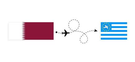 vlucht en reizen van qatar naar zuidelijk kameroen door passagier vliegtuig reizen concept vector