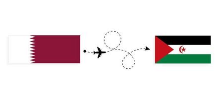 vlucht en reizen van qatar naar western Sahara door passagier vliegtuig reizen concept vector