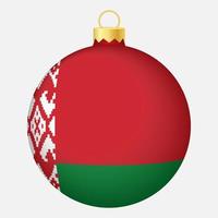 Kerstmis boom bal met Wit-Rusland vlag. icoon voor Kerstmis vakantie vector