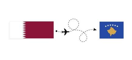 vlucht en reizen van qatar naar Kosovo door passagier vliegtuig reizen concept vector