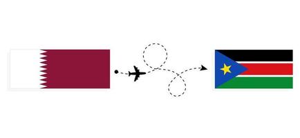 vlucht en reizen van qatar naar zuiden Soedan door passagier vliegtuig reizen concept vector