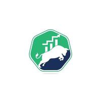 financiële stier logo ontwerp. handel bull grafiek, financiële logo. economie financiën grafiek bar zakelijke productiviteit logo pictogram. vector