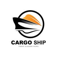 lading schip logo, snel lading schip vector, zeilboot, ontwerp voor schip fabricage bedrijf, waterweg het zeilen, marinier voertuigen, vervoer, logistiek vector