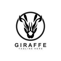 giraffe logo ontwerp, giraffe hoofd vector silhouet, hoog nek dier, dierentuin, tatoeëren illustratie, Product merk