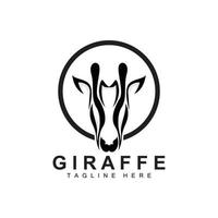 giraffe logo ontwerp, giraffe hoofd vector silhouet, hoog nek dier, dierentuin, tatoeëren illustratie, Product merk