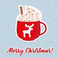 Kerstmis heet koffie in rood beker. vector illustratie