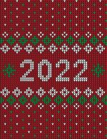 nieuw jaar naadloos gebreid patroon met aantal 2022. breiwerk trui ontwerp. wol gebreid textuur. vector illustratie