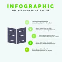 boek bladwijzer onderwijs solide icoon infographics 5 stappen presentatie achtergrond vector