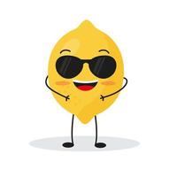 schattig gelukkig citroen karakter. grappig fruit emoticon in vlak stijl. vector