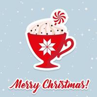 Kerstmis heet koffie in rood beker. vector illustratie