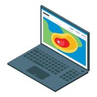 laptop tornado observatie icoon, isometrische stijl vector