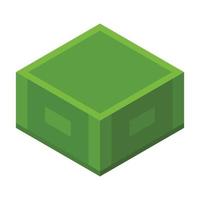 groen metaal doos icoon, isometrische stijl vector