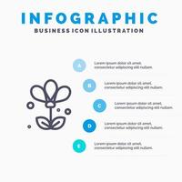 bloem bloemen natuur voorjaar lijn icoon met 5 stappen presentatie infographics achtergrond vector