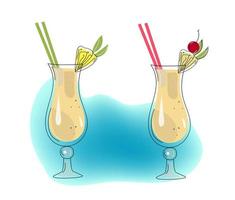 pina colada alcohol cocktail, vector gekleurde tekening hand- getrokken schetsen illustratie.