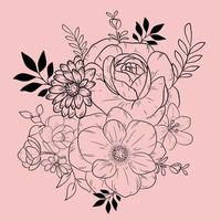 hand- getrokken bloemen boeket vector