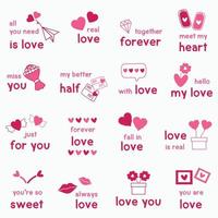 reeks van gelukkig valentijnsdag dag typografie voor groet kaarten, geschenken, stickers en meer. vector