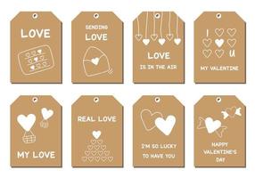 reeks van Valentijnsdag dag tags voor geschenk dozen, geschenk tags en meer. vector