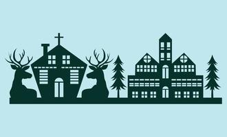 Kerstmis huis silhouet, laser besnoeiing ontwerp vector