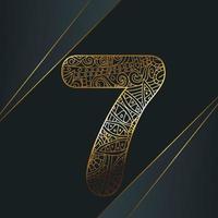 mandala sier- aantal zeven ontwerpen met een gouden kleur. vector