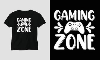 gaming zone - gamer citaten t-shirt en kleding typografie ontwerp vector