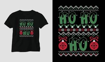ho ho ho - lelijk Kerstmis retro stijl t-shirt ontwerp vector