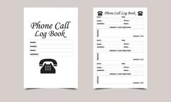 telefoon telefoontje log boek kdp interieur ontwerp. afdrukbare logboek vector