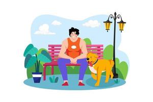 huisdier eigenaar met huisdier buitenshuis illustratie concept. een vlak illustratie geïsoleerd Aan wit achtergrond vector