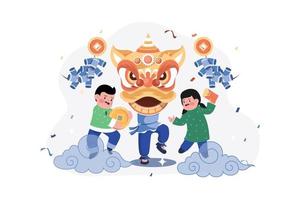 chinees nieuwjaar illustratie concept. vlakke afbeelding geïsoleerd op een witte achtergrond vector