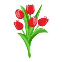 boeket van rood tulpen. vector illustratie.