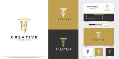 wet en laatste k logo ontwerp met creatief concept en bedrijf kaart premie vector